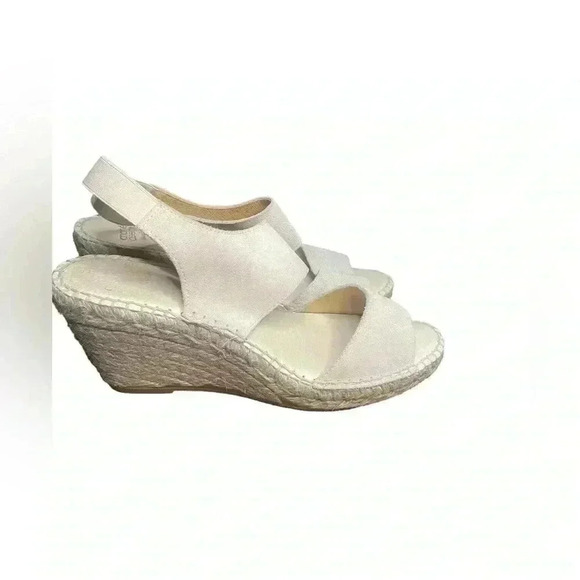 Andre Assous Tan Wedge Espadrille Sandals Size 40 leather in excellent condition - Picture 1 of 7